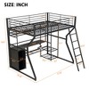 GDFStudio Susan Full Size Metal Loft Bed with Built-in Work Station, Open Wardrobe, LED and Charging Port - 3 of 4