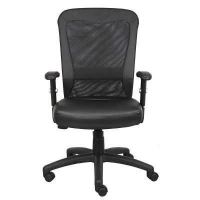 Black Mesh and Leather High Back Ergonomic Executive Chair