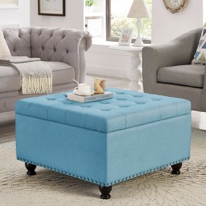 NicBex Modern Square Pull-Open Top Coffee Table with Storage,Upholstered Button Tufted Ottoman,Living Room Furniture - 1 of 4