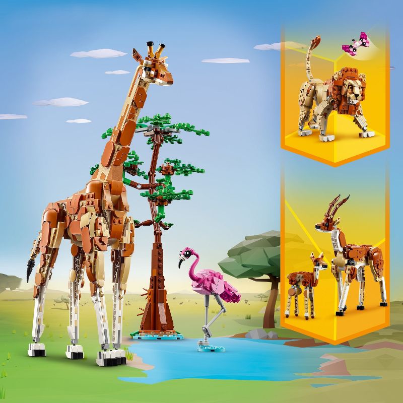 LEGO Creator 3 in 1 Wild Safari Animals Set, Giraffe, Gazelles or Lion Toy 31150, 3 of 8