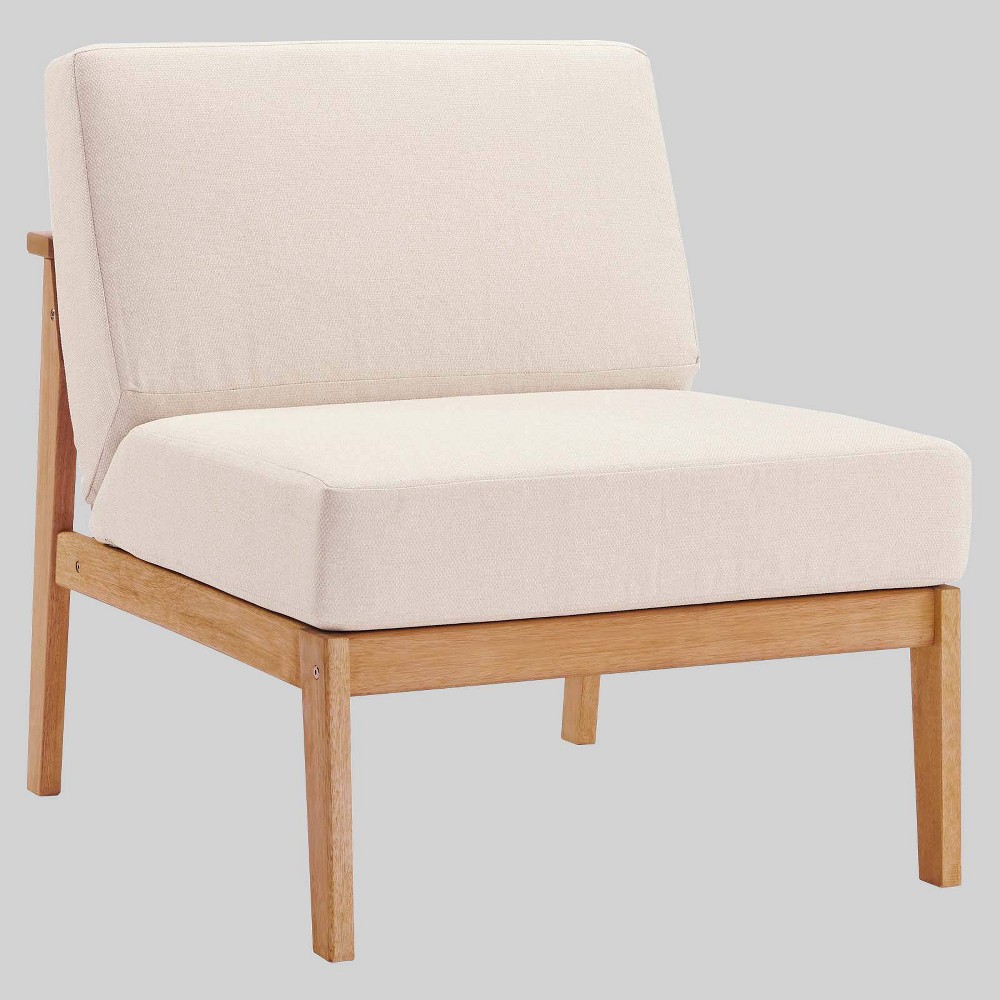 Sedona Outdoor Patio Eucalyptus Wood Sectional Sofa Armless Chair – Natural/Taupe – Modway  – Patio​