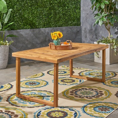 Ann 69-Inch Natural Acacia Wood Outdoor Dining Table
