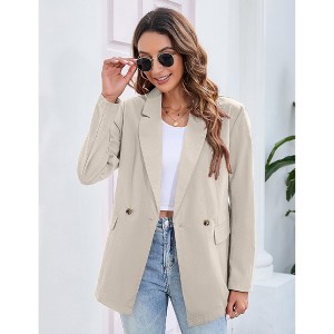 Women's Casual Blazers Fashion Work Office Full Lined Pocket Jacket Suit - 1 of 4