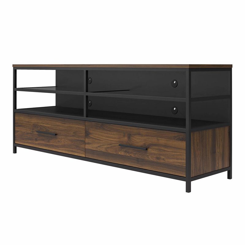 Phoniq TV Stand for TVs up to 60" Wood Veneer Metal and Glass Black - Room & Joy, 5 of 11