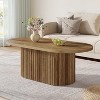 Lantine Oval Coffee Table, 47.2" Farmhouse Wood Center Table with Fluted Design for Living Room, Office, Apartment - 4 of 4