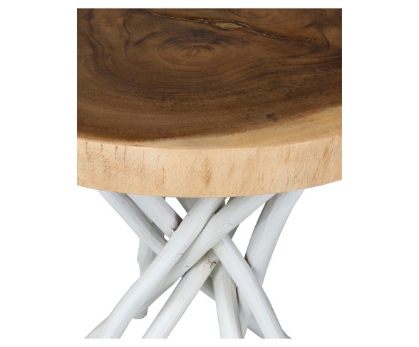 Joeslin Teakwood Round Accent Table - White - East At Main