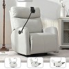 360° Swivel Rocking Recliner Chair, Small PU Manual Recliner with Phone Holder for Nursery, Bedroom or Living Room-3irtyhousy - 2 of 4