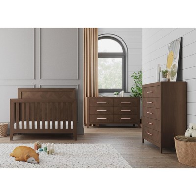 Child Craft Kieran 4-in-1 Convertible Crib, Double Dresser, Chest, and Nightstand 4-Piece Nursery Set