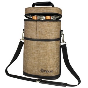 OPUX 2 Bottle Wine Carrier Tote, Insulated Leakproof Cooler Bag, Portable Case Travel Picnic BYOB Beach Christmas Gift - 1 of 4