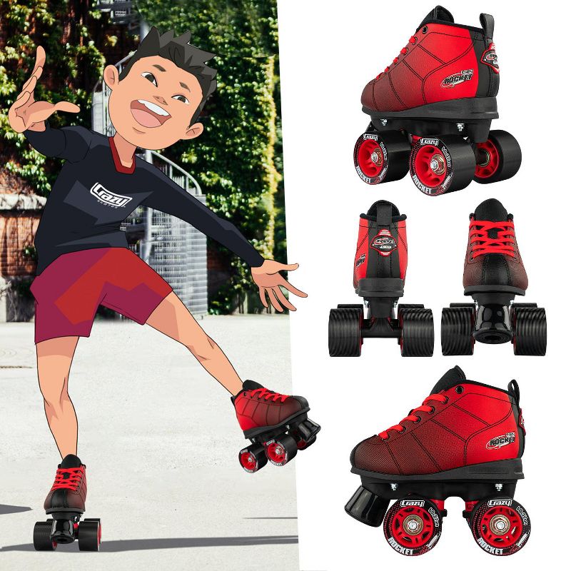 Crazy Skates Adjustable Rocket Roller Skates For Girls And Boys - Great Beginner Kids Quad Skates, 3 of 7