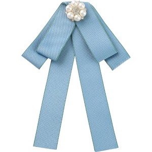 INSPIRE CHIC Women's Ribbon Rhinestone Bowknot Pre-Tied Brooch Bow Ties - 1 of 4