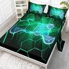 Gamepad Fitted Sheet Twin Size – 4Pcs Gaming Bedding Set with 1 Flat Sheet, 1 Fitted Sheet, 2 Pillowcases, Number Video Game Console Geometry Design - 2 of 4
