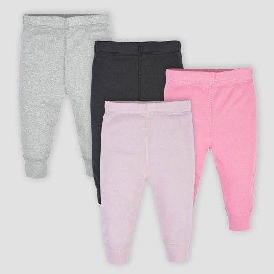 Gerber Baby Girls' 4pk Active Pants - Pink/Black/White Newborn