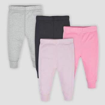Gerber Baby Girls' 4pk Active Pants - Pink/Black/White
