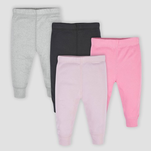 Gerber Baby Girls' 4pk Active Pants - Pink/black/white 12m : Target