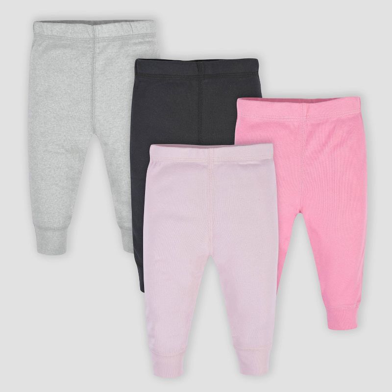 Gerber Baby Girls' 4pk Active Pants - Pink/Black/White, 1 of 7