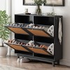 Clint 37.1" Height Farmhouse Rattan Shoe Rack Multifunctional 2-Tier Organizer Drawers for 12 Pairs with 4 Flip Down Drawers-Maison Boucle - 3 of 4