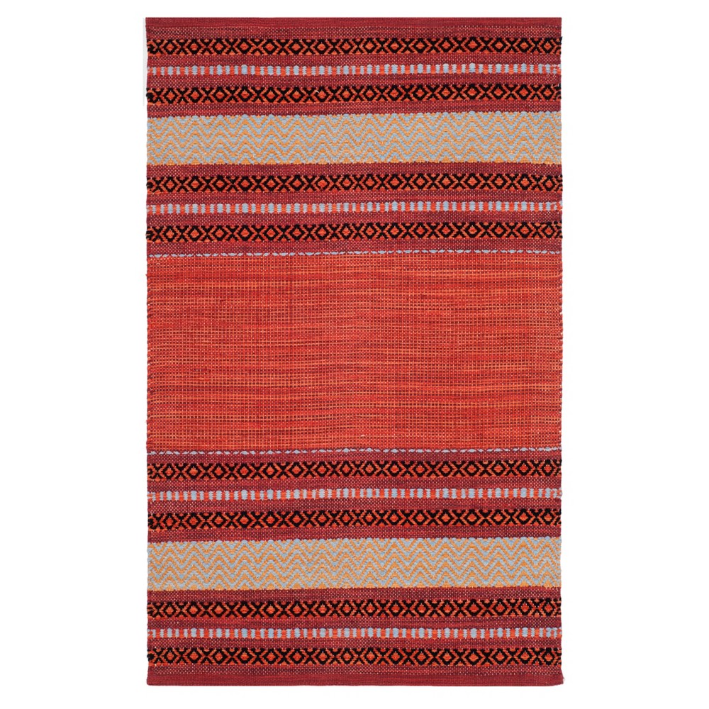 Red/Ivory Stripe Woven Accent Rug 2'6inx4'
