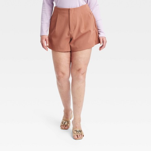 Women's High-Rise Tailored Shorts - A New Day™ Brown 26