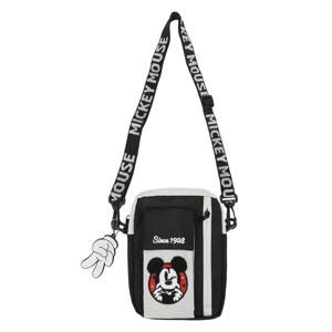 Disney Mickey Mouse Classic Silly Mickey Face Adult Black Crossbody Mini Messenger Bag - 1 of 4