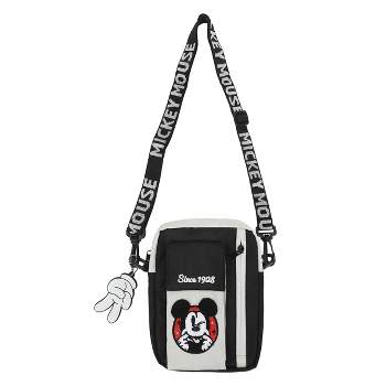 Disney Mickey Mouse Classic Silly Mickey Face Adult Black Crossbody Mini Messenger Bag