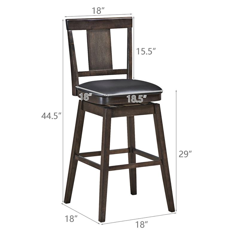 1PC\2PCS\3PCS\4PCS Swivel Bar Stool 29 inch Upholstered Pub Height Bar Chair with Rubber Wood Leg, 3 of 11