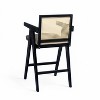 Sapphtopaz Modern Woven Bar Stools Set of 2 Wooden Dining Chairs with Cane Back, Counter Height Bar Stools for Kitchen, Living Room - 3 of 4