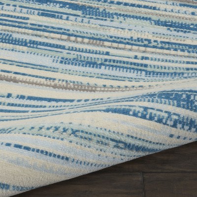 Blue Rectangular 8' x 10' Hand-knotted Reversible Rug