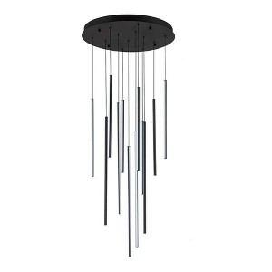 LLHZSY 12-Light Dimmable Integrated LED Chandelier Linear Kitchen Island Light Black - 1 of 4