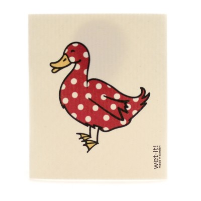 Swedish Dish Cloth 7.75" Red Duck Absorbent Cleaning Cloth Webbed Feet  -  Dish Cloth