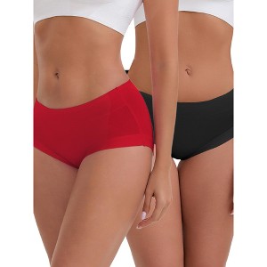 INSPIRE CHIC Women's Mid-Waisted Modal Solid Cotton Soft Breathable Full Coverage Briefs 2 Packs - 1 of 4