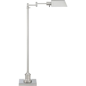 Regency Hill Industrial Adjustable Swing Arm Pharmacy Floor Lamp with USB Charging Port 54" Tall Brushed Nickel for Living Room - 1 of 4