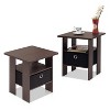 Furinno Andrey End Table Nightstand with Bin Drawer, Dark Brown/Black, Set of 2 - 3 of 4
