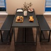 Dining Table Set for 4 with 2 Benches, Kitchen Table Set for 4-6 with Corner Protector and H-Shaped Frame for Small Space, Kitchen, Apartment - 2 of 4