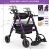 Lycvki Heavy Duty Foldable 2 in 1 Rollator Walker for Seniors with Adjustable Chair and Brake - 3 of 4