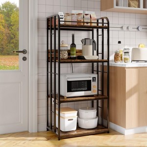 Heavy-Duty 4-Tier Microwave Stand & Baker's Rack - Free-standing storage cart for kitchen, living room, or garage. - 1 of 4