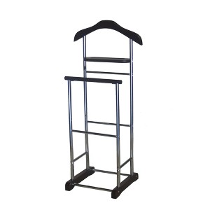 Proman Product Twin Valet with Wooden Hanger Tray & Trouser Bar, Walnut - 1 of 4