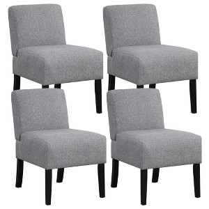 Tangkula 4PCS Armless Accent Chair w/ Rubber Wood Legs Modern Vanity Chair for Bedroom - 1 of 4