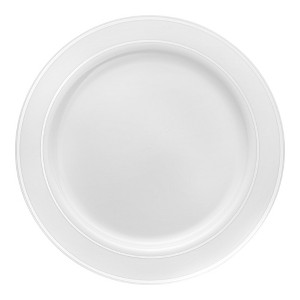 Smarty Had A Party 9" White with Silver Edge Rim Plastic Buffet Plates - 60 pcs - 1 of 3