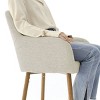 Counter Height Bar Stools Set of 2 with Back and Armrest, Linen Fabric Upholstered Accent Barstools-Maison Boucle - 4 of 4