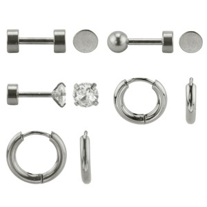 Slate by Rebl 5-Pack Hoop & Stud Screwback Earring Set Stainless Steel - 1 of 2