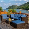 Tangkula 6PCS Patio Conversation Set Rattan Sectional Furniture Set w/ Navy Cushion - 2 of 4