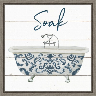 Amanti Art Cottage Bath II by Wild Apple Portfolio Canvas Wall Art Print Framed 16 x 16-in.