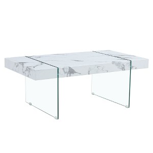 NicBex Modern 43.3" Rectangle Coffee Table with Tempered Glass Legs for Living Room and Office - 1 of 4