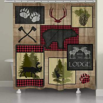 Laural Home Lumberjack Plaid Lodge Patch Shower Curtain
