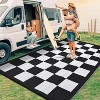 Waterproof Outdoor Rug, Reversible Plastic Straw Rugs, Foldable Geometric Plaid Outside Carpet for Picnic, Backyard, Deck - 3 of 4