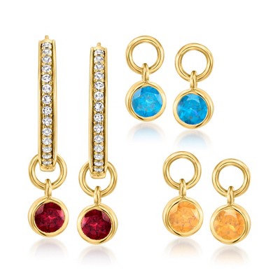 Ross-Simons 3.80 ct. t.w. Multi-Gemstone Jewelry Set: Hoop Earrings and 3 Pairs Of Interchangeable Drops in 18kt Gold Over Sterling