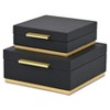 HomeRoots Set of Two Black And Gold Square Nesting Decorative Storage Boxes With Lids - 4 of 4