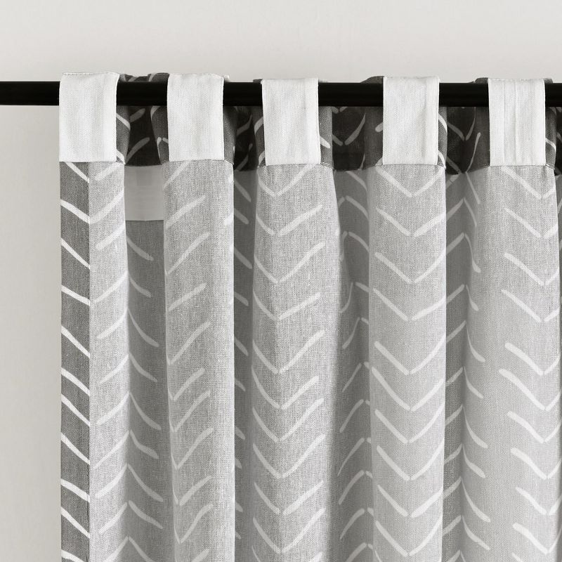 Hygge Modern Arrow Linen Look Window Curtain Panels Dark Gray 40X84 Set, 5 of 7