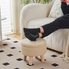 ChicFurnit Ottomans and Benches Storage Ottoman Round Footstool Foot Rest Footstool with Wood Legs for Living Room, Beige, 13.39"*13.39"*6.89" - 4 of 4